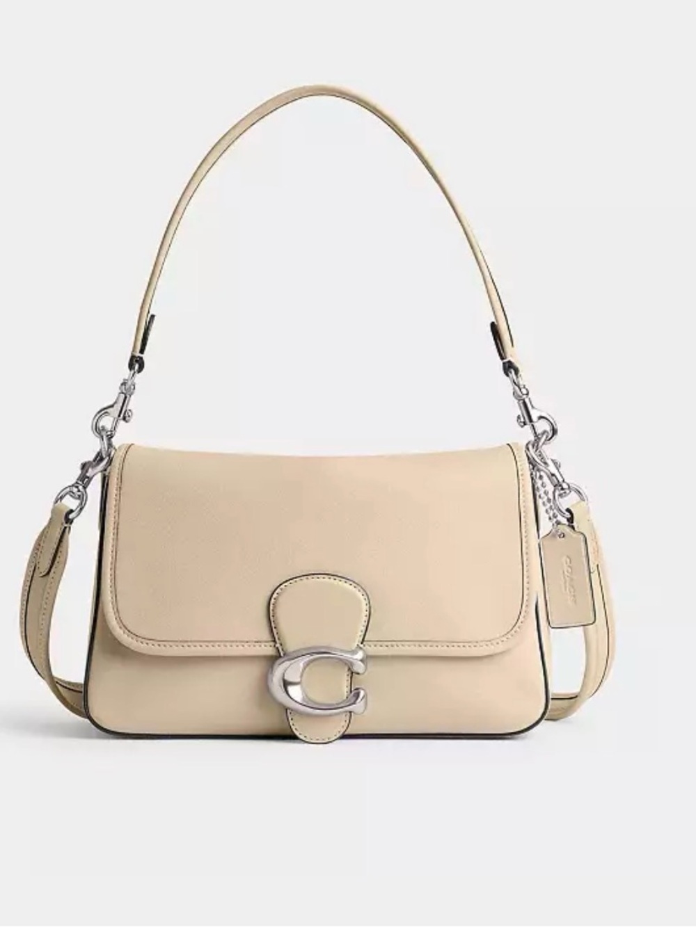 Coach Soft Tabby Shoulder Bag in Beige with Silver Hardware